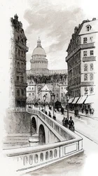 Vue de la rue de Bellay et du dôme du Panthéon, Paris Dessin de Gustave Fraipont (1849-1923) de Saint-Juirs