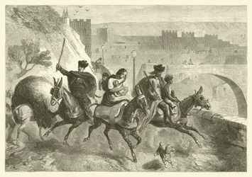 Gitans quittant Tolède après le marché (gravure)