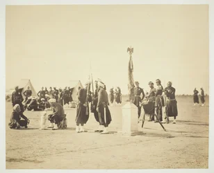 Le Drapeau levé du Régiment des Zouaves, Camp de Châlons, 1857
