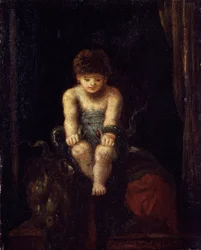 Hercule enfant étranglant les serpents (huile sur bois)