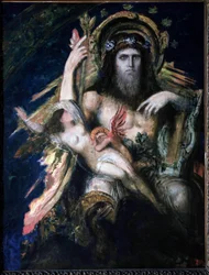 Jupiter (Zeus) et Sémélé (foudroyée) par Gustave Moreau.
