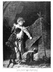 Gavroche et ses deux frères dans l