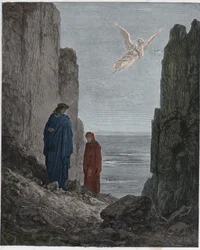 Purgatorio, Chant 19 : Les poètes montent au cinquième cercle, illustration de La Divine Comédie de Dante Alighieri, 1885