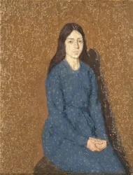 Fille en robe bleue