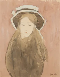 Petite fille portant un grand chapeau