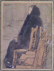 Vieille femme dans un châle noir