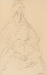 Étude pour Mère Poussepin assise à une table, vers 1915