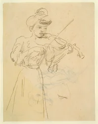 Femme debout jouant du violon