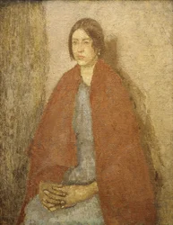 Jeune Femme en Châle Rouge