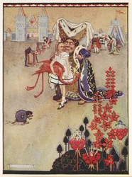 Alice et la Duchesse pendant le jeu de croquet