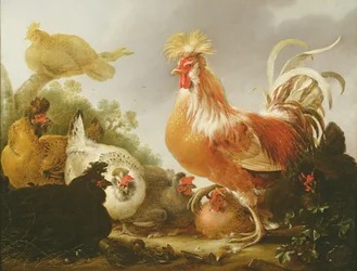 Coq et poules dans un paysage, 1649