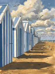 Cabanes de plage en bord de mer