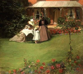 Dames élégantes dans le jardin