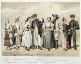 Costumes de paysans de Roumanie, de Hongrie, de Slovaquie et d