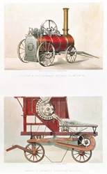 Machine à vapeur portable de Clayton et Shuttleworth et batteuse améliorée de Garratt, gravé par G. Greatbach