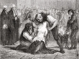 La torture de Madame de la Motte, gravée par Meyer-Heine, de 