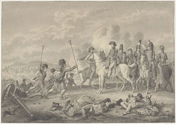 Le duc de Wellington reçoit deux étendards avec des aigles capturés aux Français pendant la bataille de Waterloo, 1815