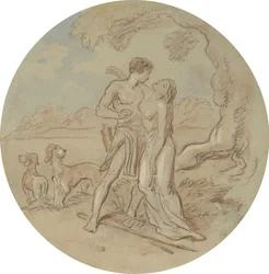 Un des dix-huit dessins pour une série de planches illustrant Vénus et Adonis