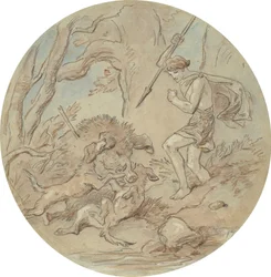 Un des dix-huit dessins pour une série de planches illustrant Vénus et Adonis