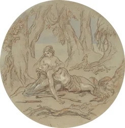 Un des dix-huit dessins pour une série de planches illustrant Vénus et Adonis