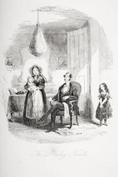 La famille Dombey, illustration de Dombey et Fils par Charles Dickens (1812-70) publiée pour la première fois en 1848