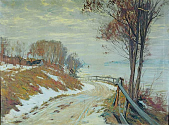 Route à travers un paysage enneigé