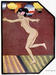 Jeune japonaise nue dansant - dans « Poupée japonaise » par Félicien Champsaur, ill. Hanafusa Itcho, Paris