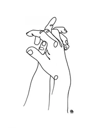 Dessin au trait « Mains entrelacées »