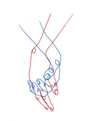 Dessin au trait « Se tenant par la main »