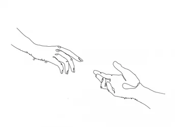 Des mains minimalistes qui tendent la main