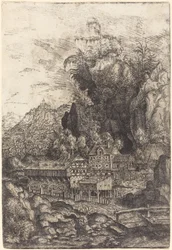 Paysage avec moulin à eau