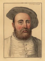 Sir George Carew, soldat anglais, amiral sous Henri VIII (gravure)