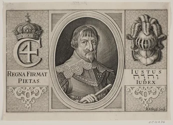 Christian IV. Illustration de Peder Vinstrup, "Den danske Hornblæser", 1644