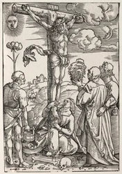 Christ en croix avec Marie, Saint Jean, Marie-Madeleine et Saint Étienne