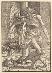 Christ avec les instruments de torture soutenu par un petit ange
