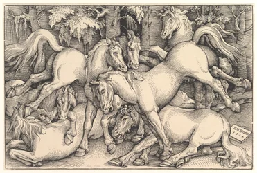Groupe de sept chevaux