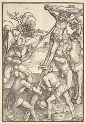 La Levée de la Croix, verso: La Levée de la Croix, du Speculum Passionis Domini
