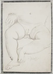 Estomac, genoux, jambe et une main avec bracelet d