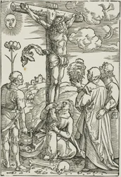 Le Christ en croix avec Marie, Jean, la Madeleine et Étienne