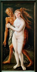 La mort et la jeune fille (peinture sur toile)