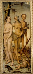 Les âges de la vie Une jeune femme, un vieil homme et un squelette tenant un sablier. 1540 Madrid, Musée du Prado