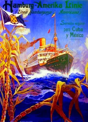 Affiche publicitaire pour la Hamburg American Line