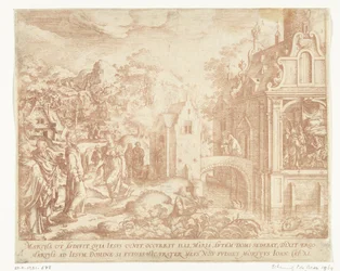 Le Christ arrive à la maison de Lazare, Marthe et Marie-Madeleine
