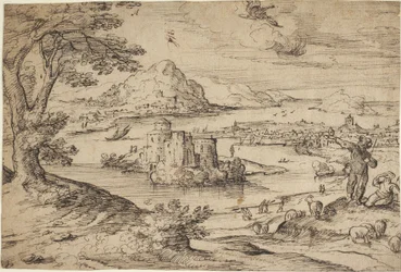 Paysage avec la chute d