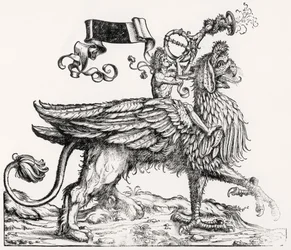 Un griffon monté, de la Procession Triomphale de Maximilien, c.1516-18