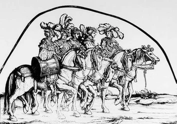 Une troupe de tambours, de la Procession Triomphale de Maximilien, c.1516-18