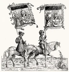 Deux chevaliers montés, de la Procession Triomphale de Maximilien, c.1516-18