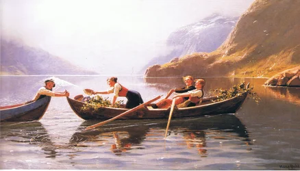 Gambader sur le lac, source de magazine ou de livre inconnue