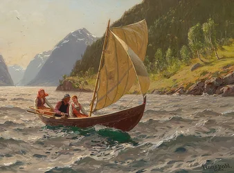 Partie de voile dans un fjord norvégien