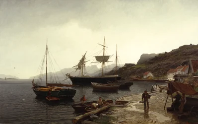 Bateau de pêche dans le port, Kleven, Mandal